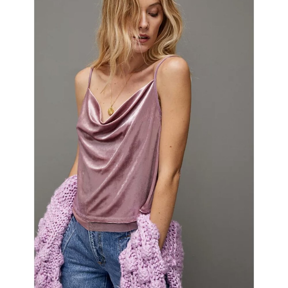 Elegant Lavender Satin Cowl Neck Top